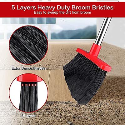 Large Broom and Dustpan, Broom and Dustpan Set, Heavy Duty Dust Pan with 55 Long Handle Upright Dustpan Broom Set, Broom for Indoor Outdoor Garage