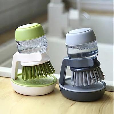 Dish Scrub Brush with Soap Dispenser - Palm Scrub Washing Brush