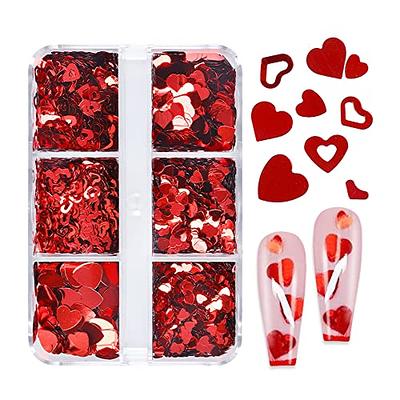 Kalolary 36 Boxes 3D Heart Nail Art Sequins Glitter, Colorful Heart Shaped  Nail Glitter Sequins Acrylic