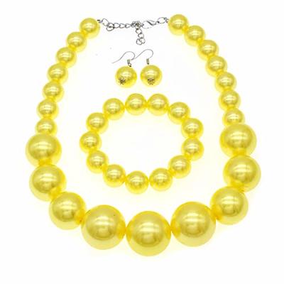 Beads Simple Bead Necklace Costume Jewelry - Yellow And Gold