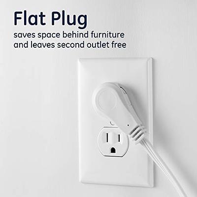 SlimLine 2235 Indoor Flat Plug Extension Cord, 3 Foot Cord, Right Angled  Plug, 16 gauge, 3 Polarized Outlets, 125 Volts, Space Saving Design,  Neutral