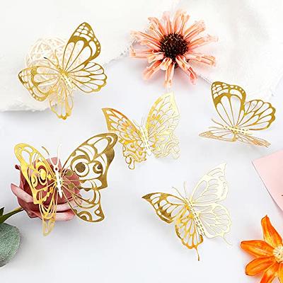 3D Purple Gold Butterfly Wall Stickers, 24 PCS 3 Sizes Purple,gold