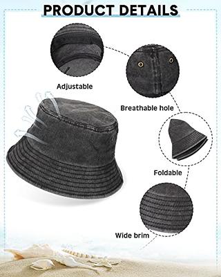 24 Pcs Washed Cotton Bucket Hats Bulk Packable Outdoor Sun Hat