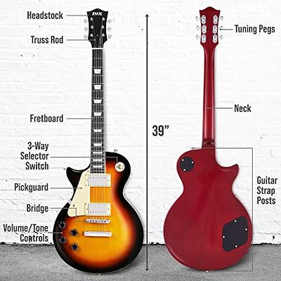 LP Electric Guitar Beginner Kit with 20W Amp & All Starter Accessories,  Solid Body, Mahogany Wood - Red