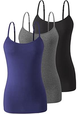 V FOR CITY Cotton Shelf Bra Camisoles Adjustable Spaghetti Strap Tank Tops  Scoop Neck Layer Cami S-5X