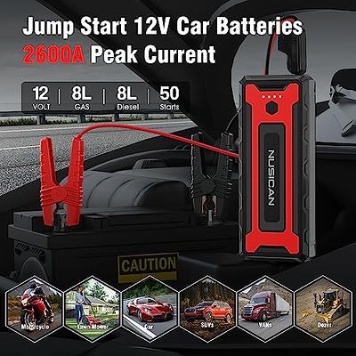 NUSICAN Car Jump Starter, 2600A 22000mAh 12V Portable Battery Starter, Auto  Battery Booster Pack with Dual USB/Quick Charge 3.0 /Type-C (up to 8.0L Gas/8.0L  Diesel) - Yahoo Shopping