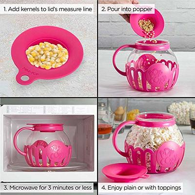 Ecolution Micro-Pop Microwave Popcorn Popper 3qt Temperature Safe Glass Blue