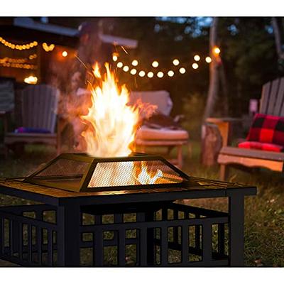 Grand Patio 32 inch Outdoor Fire Pit,Bonfire Wood Burning Fire Pit for  Outside,Square Backyard Patio Firepit Table with Spark Screen Cover Safe  Mesh