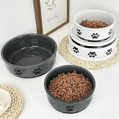 Dog Bowls,Black Ceramic Cat Dog Bowl Set with Wood Stand for Food and  Water,Non-Slip Weighted Cute Modern Pet Dishes Set for Cats & Small Dogs -  white 