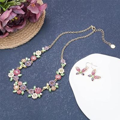 Buy ZAVERI PEARLS Pink Meenakari Lotus Crystal Woven Long Necklace & Earring  Set For Women-ZPFK15094 at Amazon.in