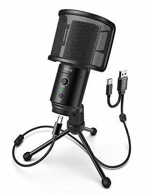 FIFINE USB Podcast Microphone for Recording Streaming, Condenser Computer  Gaming Mic for PC Mac PS4. Headphone Output&Volume Control, Mic Gain