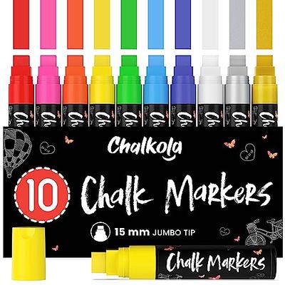 Chalkola Liquid Chalk Markers & Metallic Colors (Pack of 21) - Erasable  Chalk Pens for Chalkboard, Blackboard, Window, Bistro, Car Glass, Board -  Neon
