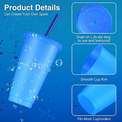 24 oz Cups with Lids and Straws Plastic Tumbler with Straw and Lid Glitter  Tumbler Iced Coffee Cup Reusable Travel Mug Water Bottle for Smoothie Party