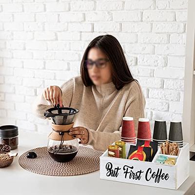 Coffee Station Organizer Wooden Coffee Bar Accessories Organizer for  Countertop, Farmhouse Kcup Coffee Pod Holder Storage Basket Coffee Bar  Organizer