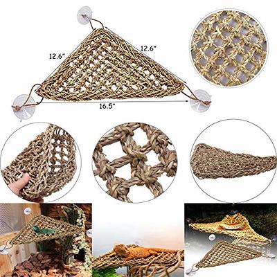 Hamiledyi Reptile Moss Cave Hide,Crested Gecko Habitat Hammock Green Moss  Accessories Plastic Terrarium Plant Vines for Small  Bearded-Dragon,Snakes,Chameleon Climbing Hibernation Sleeping