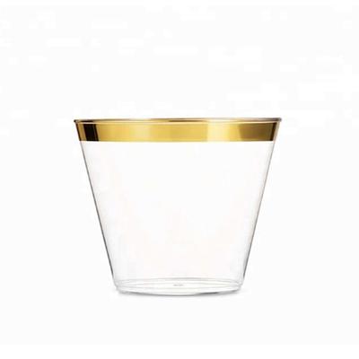 PERFECT SETTINGS 14 oz. 2 Line Gold Rim Gold Glitter Disposable