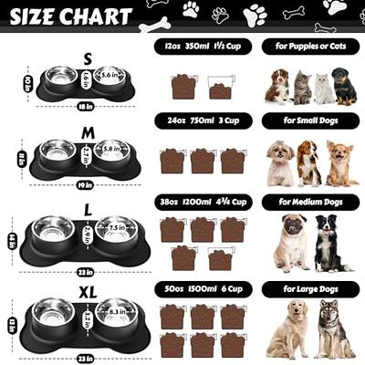 Dog Food Bowls Stainless Steel Pet Bowls & Dog Water Bowls with No-Spill and Non-Skid, Feeder Bowls with Dog Bowl Mat for Small Medium Large Size Dogs