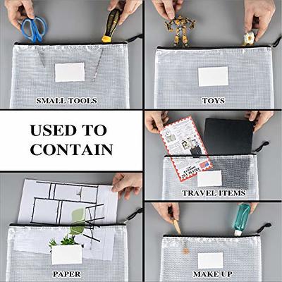 Sooez 20 Pack Mesh Zipper Pouch Document Bag with Label Pocket, Plastic Zip  File Document Folders, Letter Size A4 Size Zipper Document Bag Zip Document  Pouch for School Office Supplies, Black 