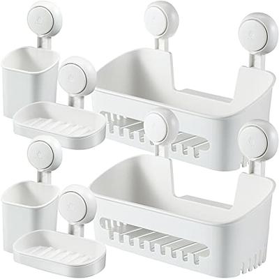 Shower Caddy Suction Cup Sets Shower Shelf Basket + Soap Dish