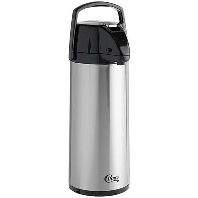 Thermos Glass Vacuum Insulated 2 Quart Pump Pot Gray Keep Drinks