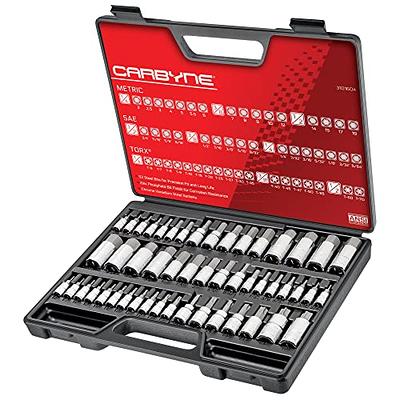 32pcs Master Hex Bit Socket Set, Allen Socket Set, 1/4'', 3/8', 1/2'' Hex  Drive Sockets, SAE and Metric, 5/64 Inch to 3/4 Inch and 2mm to 19mm, S2