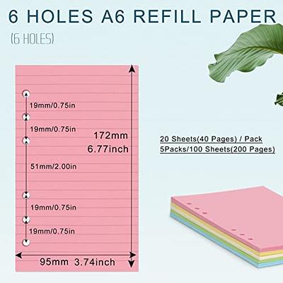 5 Packs A5 Refill Paper, 225 Sheets/ 450 Pages Loose Leaf Paper Planner  Filler Paper 6 Hole Inserts Notebook Refills for 6 Ring Refillable Binders