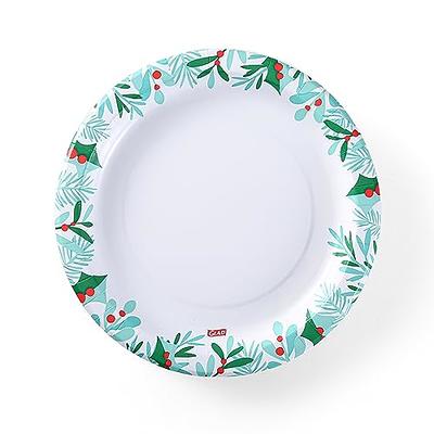 Glad Round Disposable Paper Plates 10 in, Blue Flower