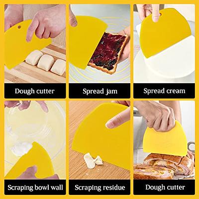 Plastic Scraper, Multi-function Dough Cutter Dough Scraper Food Scrappers  Kitchen Bowl Scraper Tool For Pastry Cake Dough Bread Pizza Baking (yellow  A