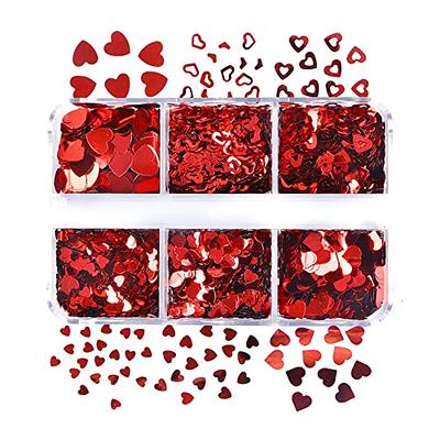 Valentine's Day Nail Art Sequins 12 Grids 3D Love Heart Holographic Nail  Glitter for Nail Art Women Girls Holiday Valentine Party Decorations (