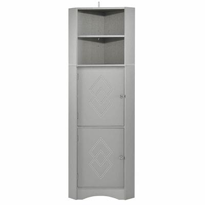 Bunpeony 14.5 in. W x 14.5 in. D x 63 in. H Black Freestanding Bathroom Storage Linen Cabinet