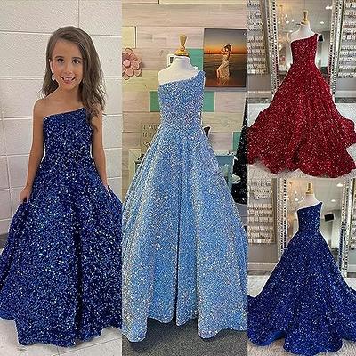 One Shoulder Sequin Pageant Gowns Sparkly Ball Gown Flower Girl