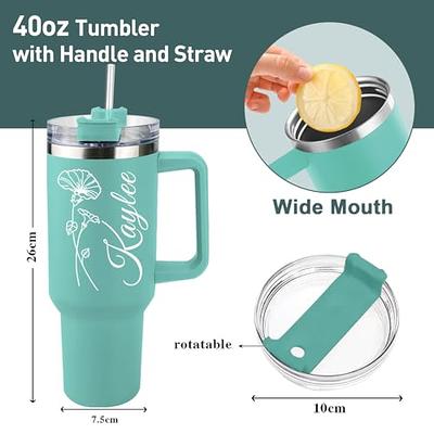 Personalized Stainless Steel Tumbler with Straw and Handle