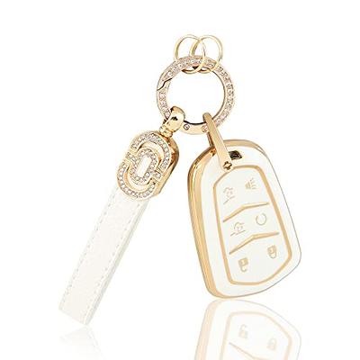  RUABIBAN for Cadillac Key Fob Cover with Keychain