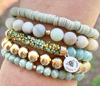 Heishi Bracelets/ Set of 3/ Neutral Bracelet Stack/ Gold Spacers