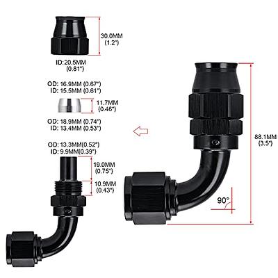 Vincos 20Ft 6 an 6an AN6 Nylon and Stainless Steel Braided Oil Gas Fuel  Hose Fuel Line + 10pcs 6an Hose Fitting Kit