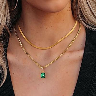 Foxgirl Dainty Gold Necklace for Women, 14k Gold Plated Layered Herringbone  Necklace Set Simple Gold Chain Necklace for Women Thin Chunky Snake Chain