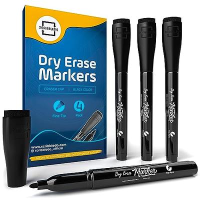 Scribbledo 4 Pack Dry Erase Markers Fine Tip Black Color Low Odor  Whiteboard Markers with Eraser Cap - Yahoo Shopping