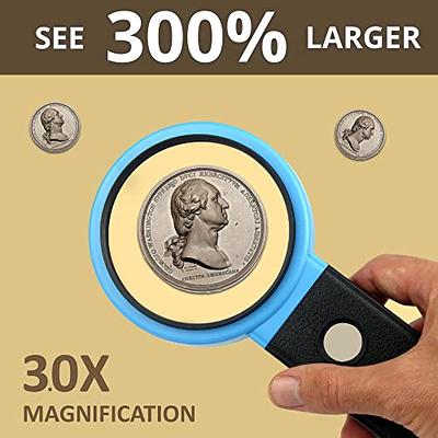 AIXPI Magnifying Glass with Light, 30X Handheld Large Magnifying Glass 12  LED Illuminated Lighted Magnifier for Macular Degeneration Seniors Reading  Inspection Coins Jewelry - Yahoo Shopping