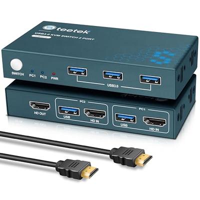 Mini 2-Port USB 3.0 Hub Splitter Bi-directional 2 In 1 Out 5Gbps Fast KVM  Switch