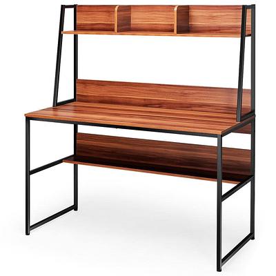 Costway Multi-Functional Computer Desk with 4-tier Storage shelves Walnut