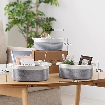 Goodpick 3pack Small Basket - Woven Storage Basket for Living Room Bathroom  Storage Basket for towels Cute Round Basket for Baby Toy Storage Home Storage  Baskets for Shelves Gift Baskets, Gray