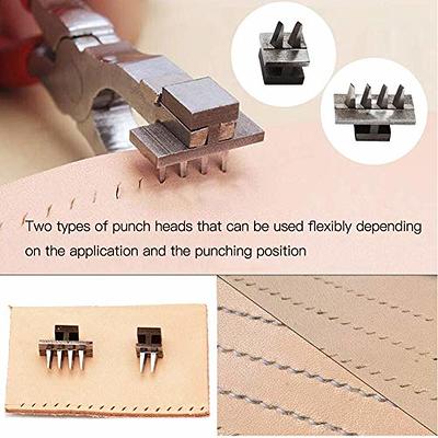 51 Pcs Leather Working Tools, Leather Craft Hand Stitching Tools with 4mm  Prong Sewing Hole Punch Leather Sewing Tool, Waxed Thread and Large-Eye