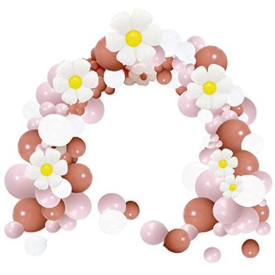 Pink Latex Pink Balloons Garland Arch Kit With Daisy Flowers