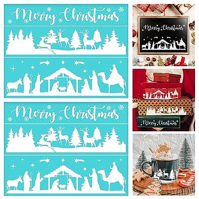  Chalk Stencils Transfers Starter Kit Merry Christmas Themem  Chalk Paste Paint for Stencils Set Silk Screen Stencils Silkscreen Self  Adhesive Reusable Washable PAINTS TRANSFER