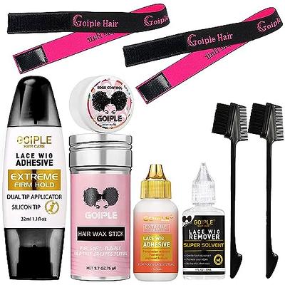 Hair Extension Kit: Waterproof Lace Wig Glue, Hair Remove,Babyhair Brush,  Wax Stick & Hair Band