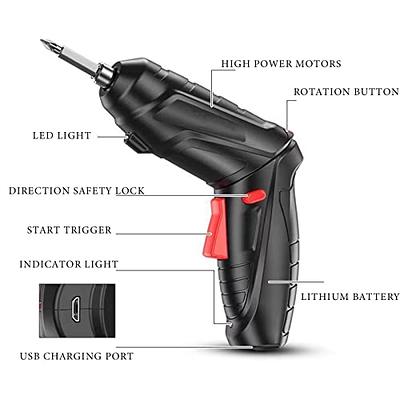 Rechargeable Mini Electric Screwdriver 90°-180°Rotating Handle LED Wireless  Screwdriver Drill Electric Screw Driver 