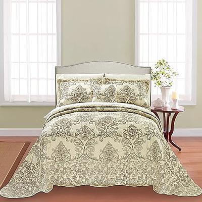 Home Soft Things Damask 4 Piece Bedspread Set,Scalloped Edge