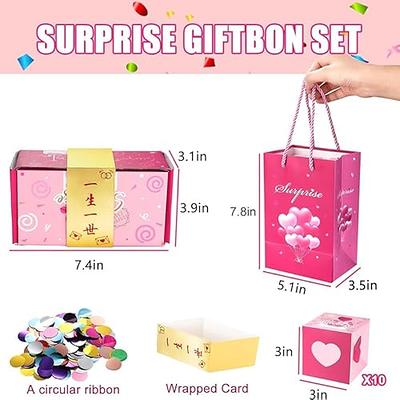 Surprise Gift Box Explosion for Money, Holiday Exploding Surprise Gift Box  with Confetti, Cash Explosion Gift Box for Birthday Anniversary Valentine  Proposal (10PCS Box With Gift Bag) - Yahoo Shopping