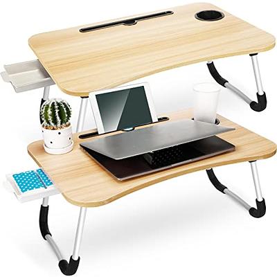 Lap Desk: Laptop Bed Desk Lap Tray Table Large Portable Foldable Computer  bedtray, Laptop Lap Desk Stand with Cup Holder/Phone Holder/Storage Drawer