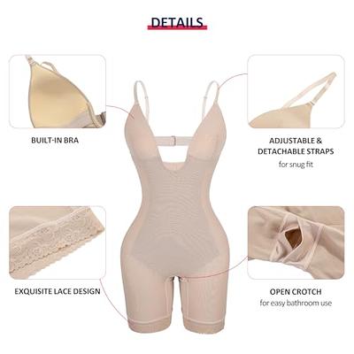 FeelinGirl Lace Bodysuit for Women Tummy Control Shapewear V Neck Backless  Tank